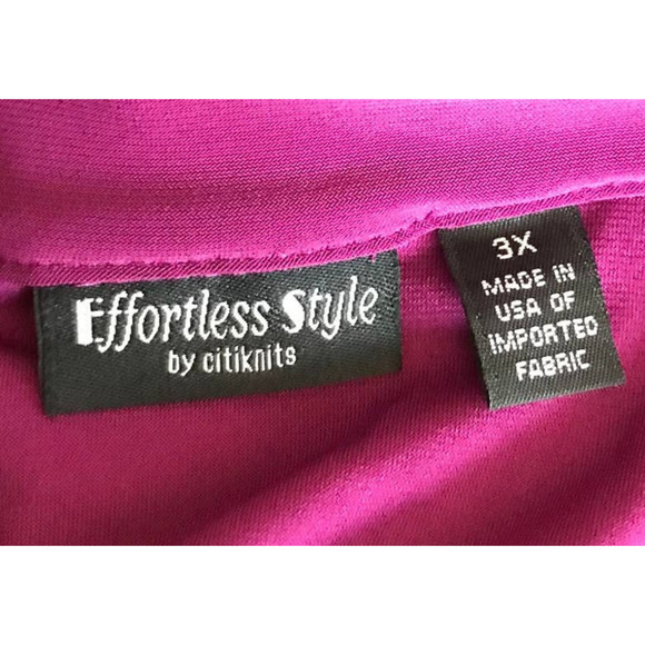 Effortless Style Purple Blouse Womens 3X NWT Collared V Neck LS QVC - Picture 3 of 6